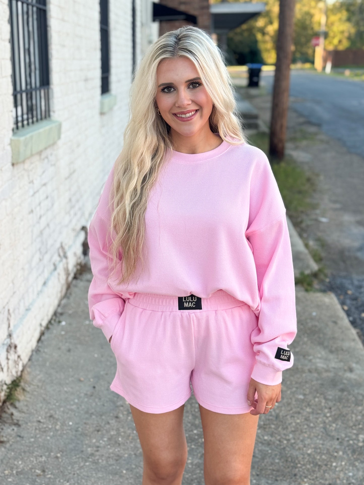 Lulu Mac Waffle Top LIGHT PINK