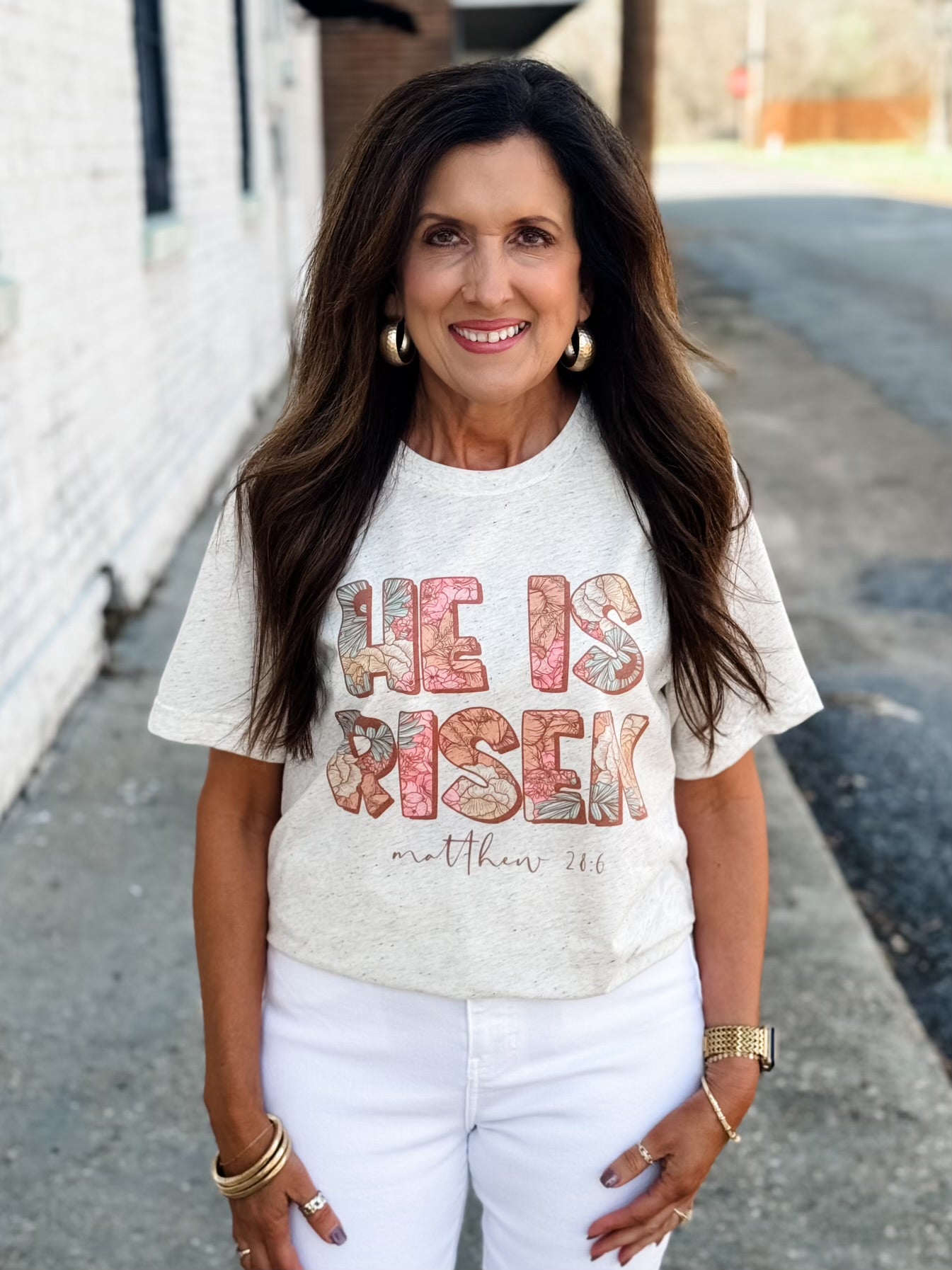 He Is Risen Matthew 28:6 Floral Tee