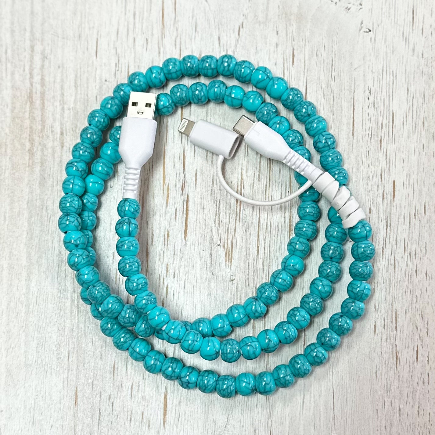 Candy Beads 2 in 1 Phone Charger TURQUOISE