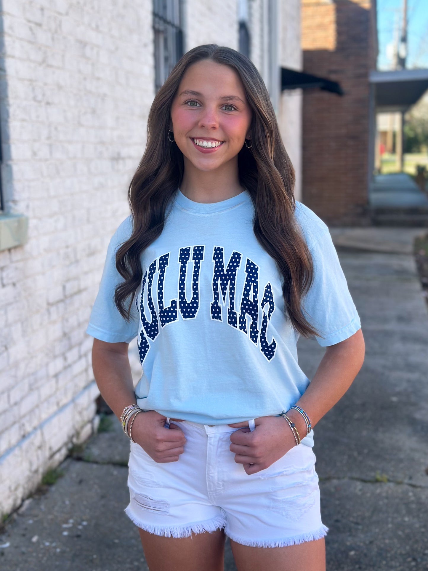 Lulu Mac Polka Dot Tee CHAMBRAY