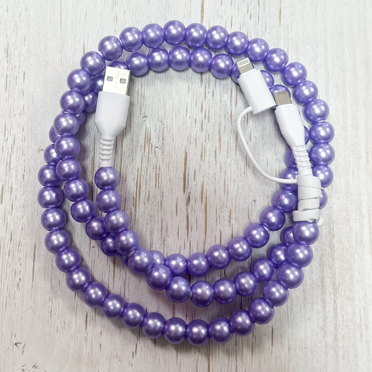 Candy Beads 2 in 1 Phone Charger LAVENDER PEARL