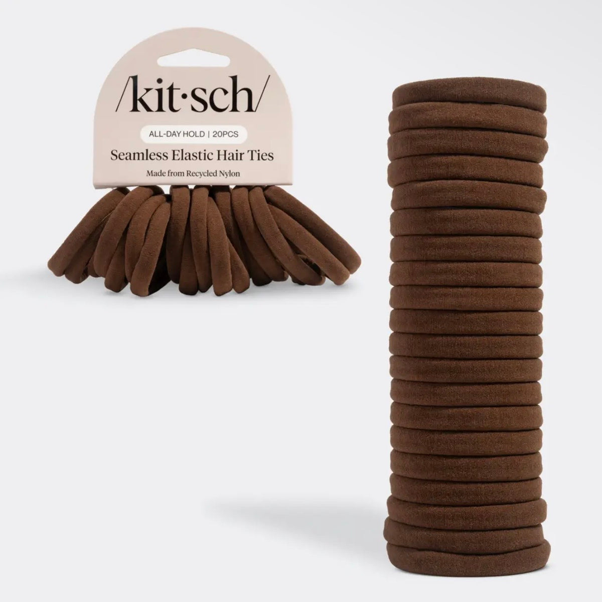 Seamless Elastic Hair Ties | 20 pc - Chocolate