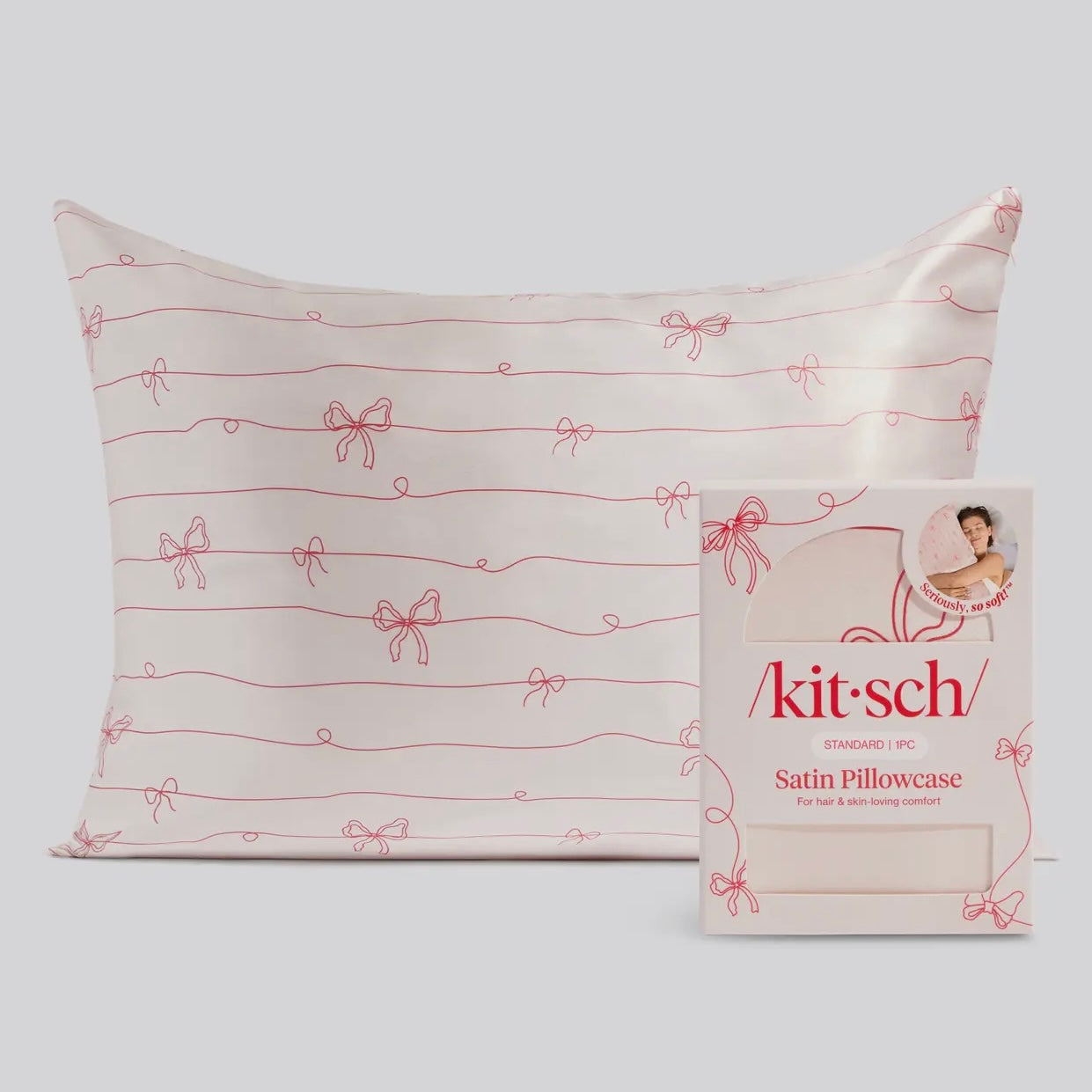 Striped Bows Standard Satin Pillowcase