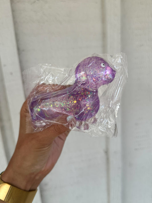 Glitter Weenie Dog Squishy PURPLE