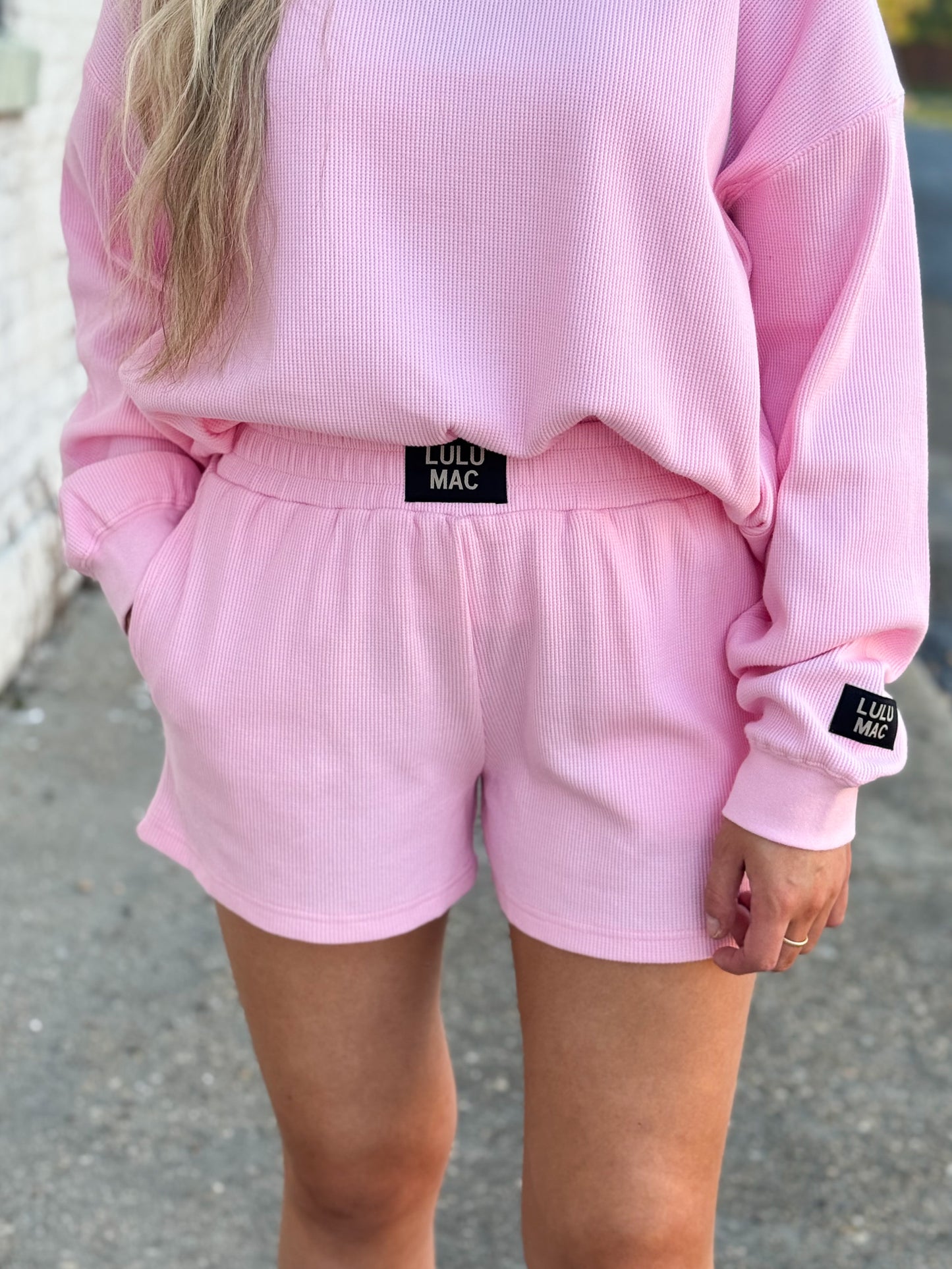 Lulu Mac Waffle Shorts LIGHT PINK