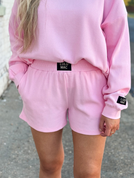 Lulu Mac Waffle Shorts LIGHT PINK