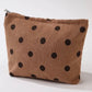 Corduroy Polka Dot Cosmetic Pouch BROWN