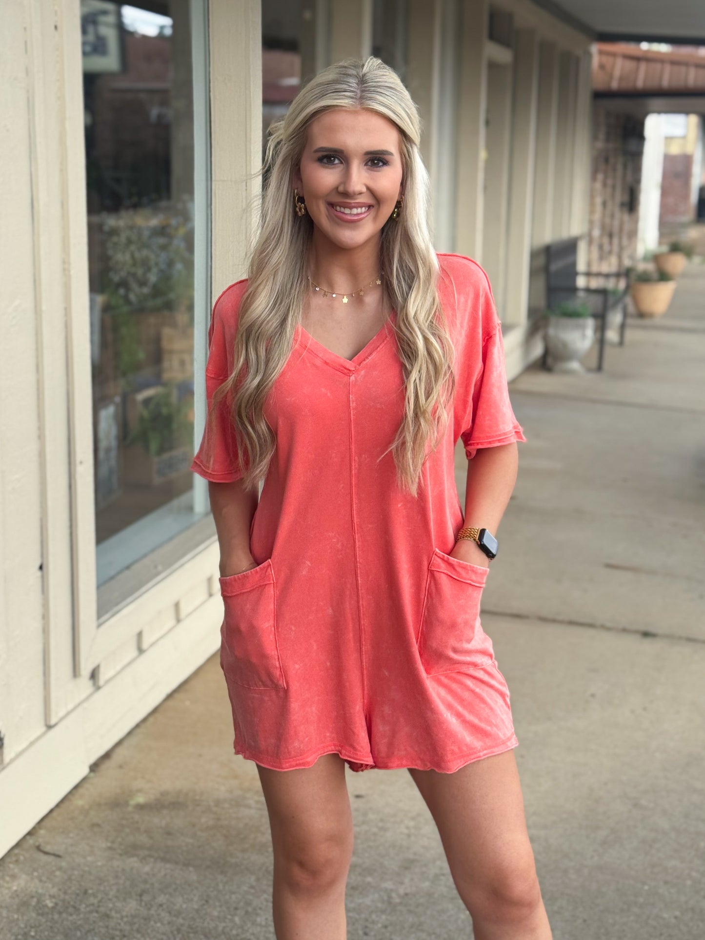 Pick Up The Pace Romper CORAL