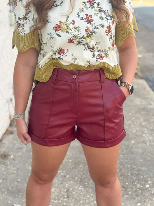 Just In Case Faux Leather Shorts