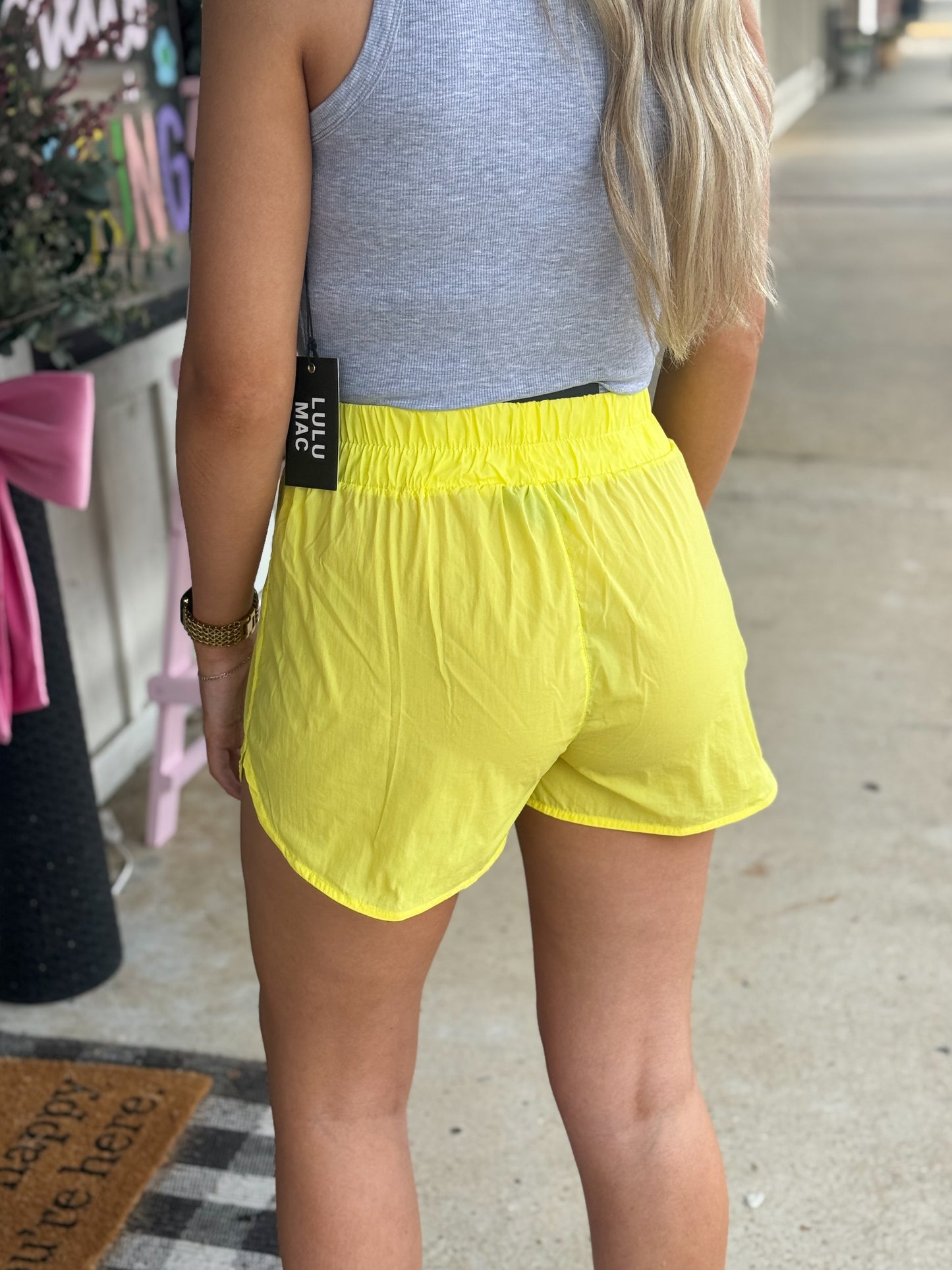 Lulu Mac Solid Shorts NEON YELLOW