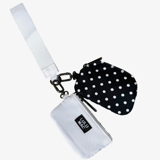 Lulu Mac Polka Dot Double Pouch Wristlet BLACK/WHITE
