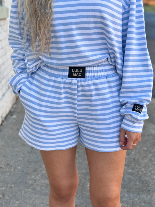 Lulu Mac Stripe Shorts LIGHT BLUE