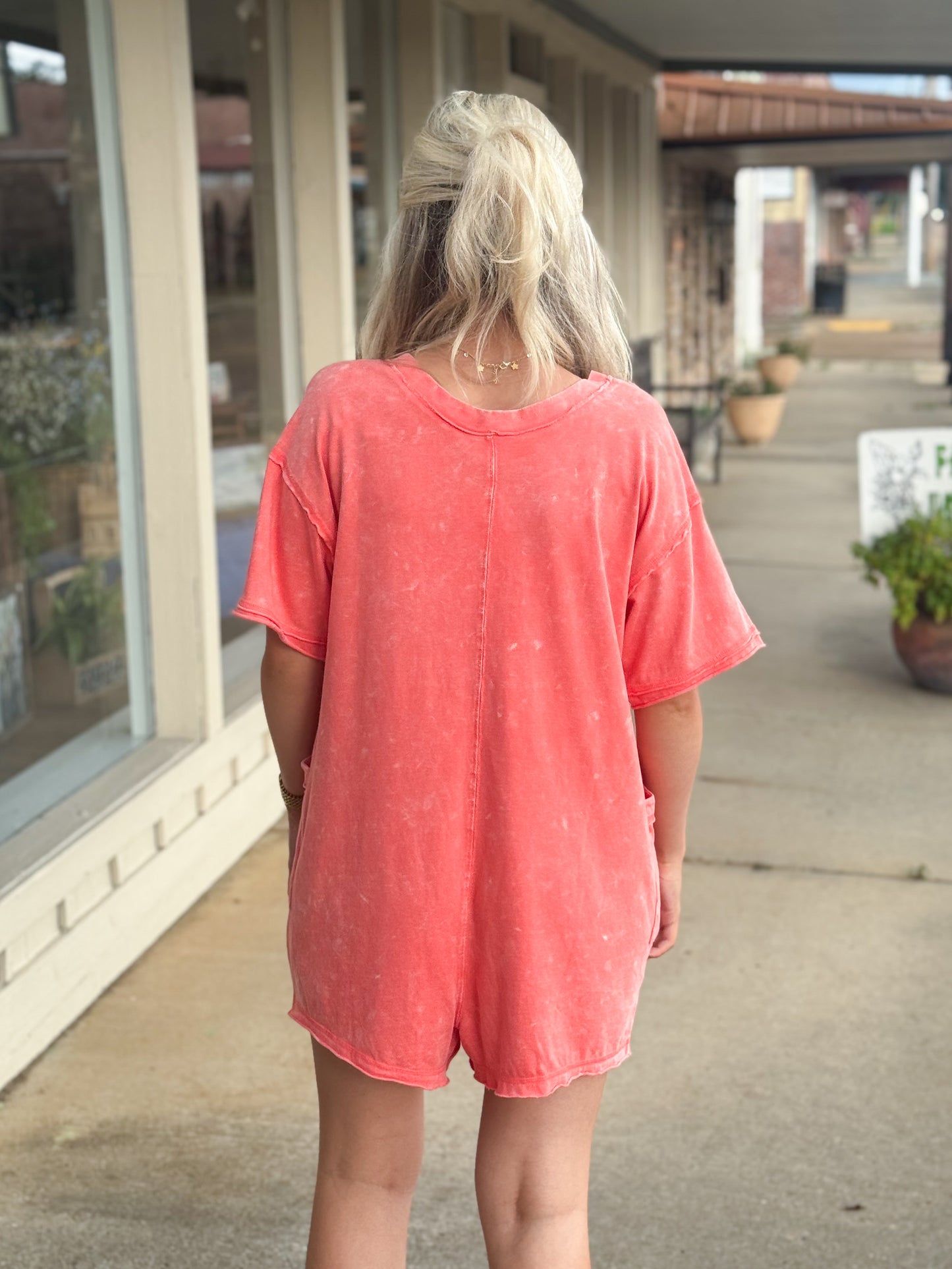 Pick Up The Pace Romper CORAL