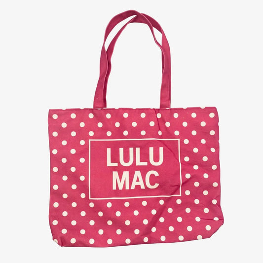 Lulu Mac Polka Dot Canvas Tote HOT PINK/WHITE