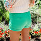 Happy Blooms Linen Shorts GREEN