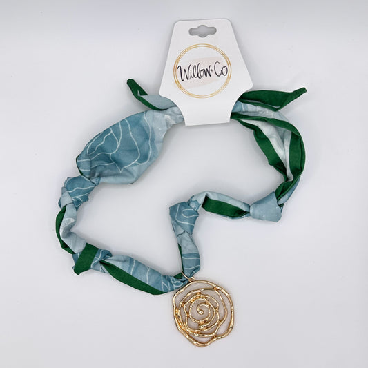 Scarf Necklace GREEN/BLUE/ROSE