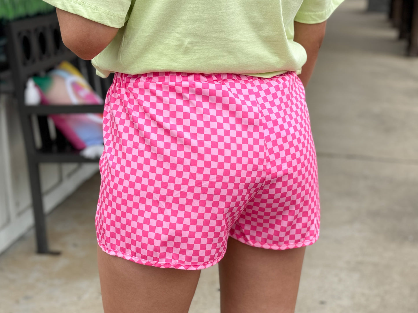 Retro Pink Checkered Shorts