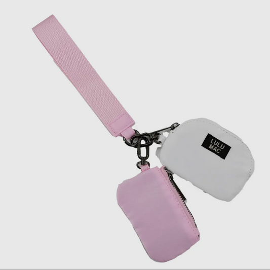 Lulu Mac Double Pouch Wristlet LIGHT PINK/WHITE