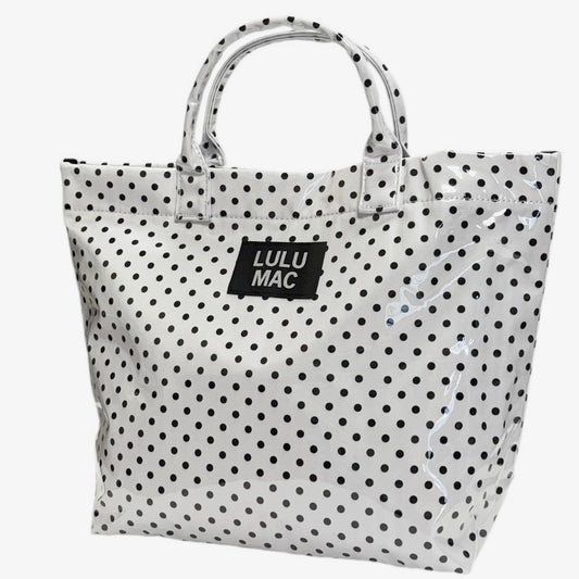 Lulu Mac Polka Dot Tote Bag WHITE/BLACK