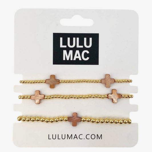 Lulu Mac Cross Bracelet Stack BROWN