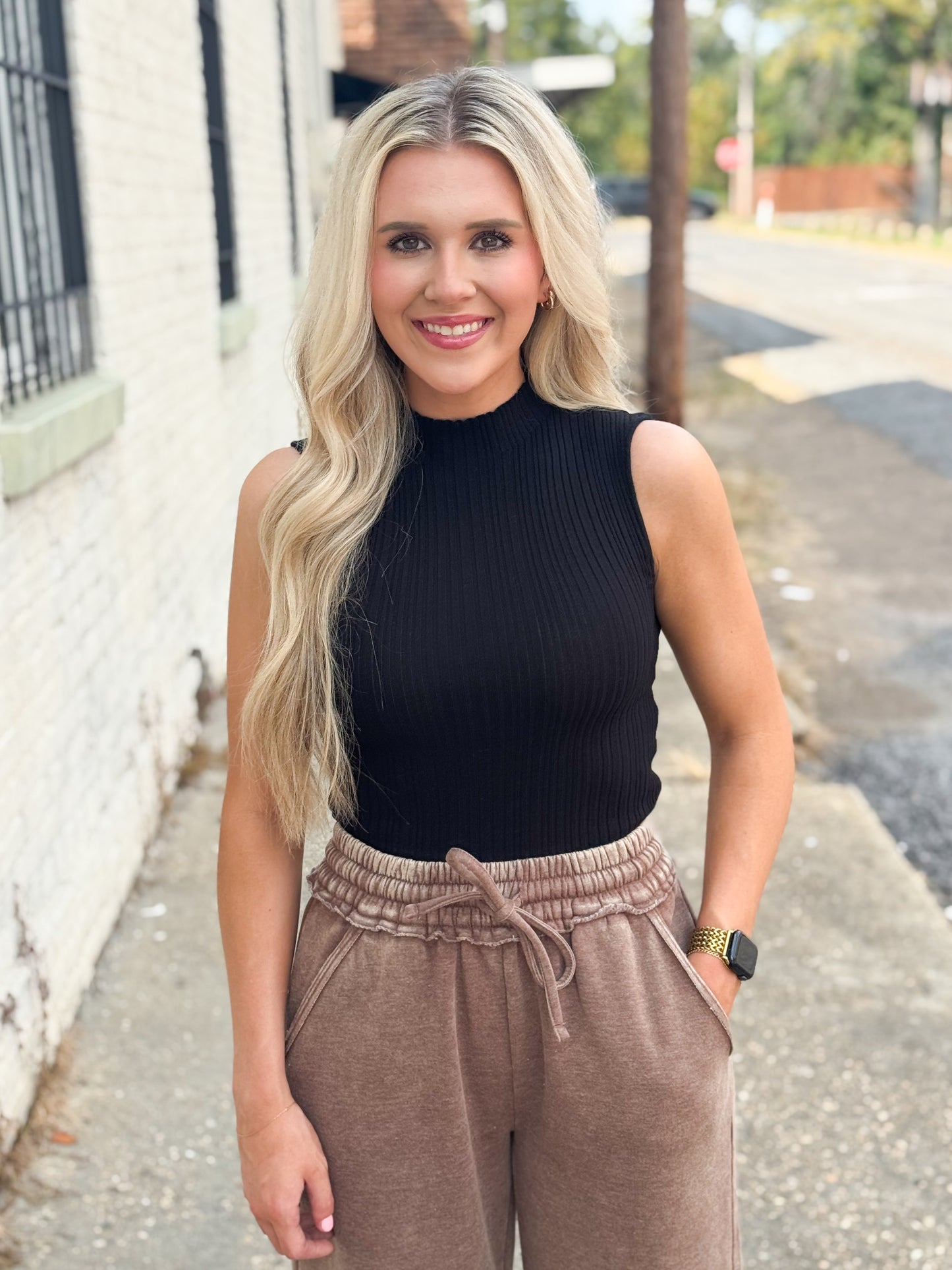 Sweet Talk Mock Neck Top BLACK