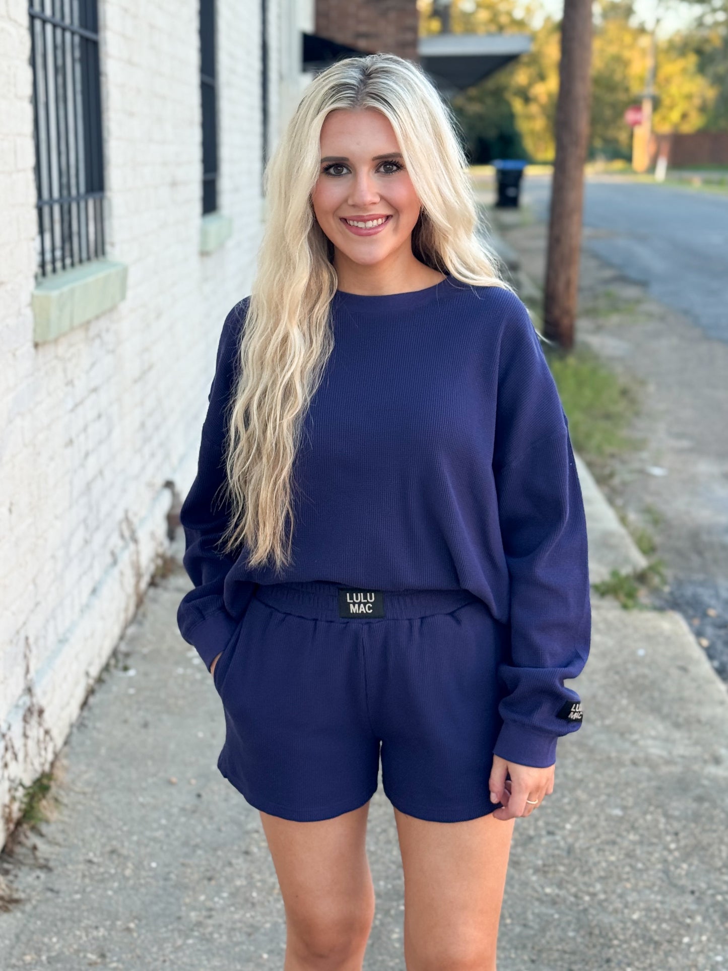 Lulu Mac Waffle Shorts NAVY