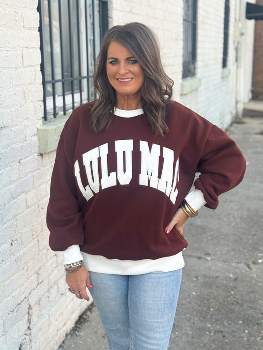 Lulu Mac Color Block Sweatshirt BROWN/WHITE