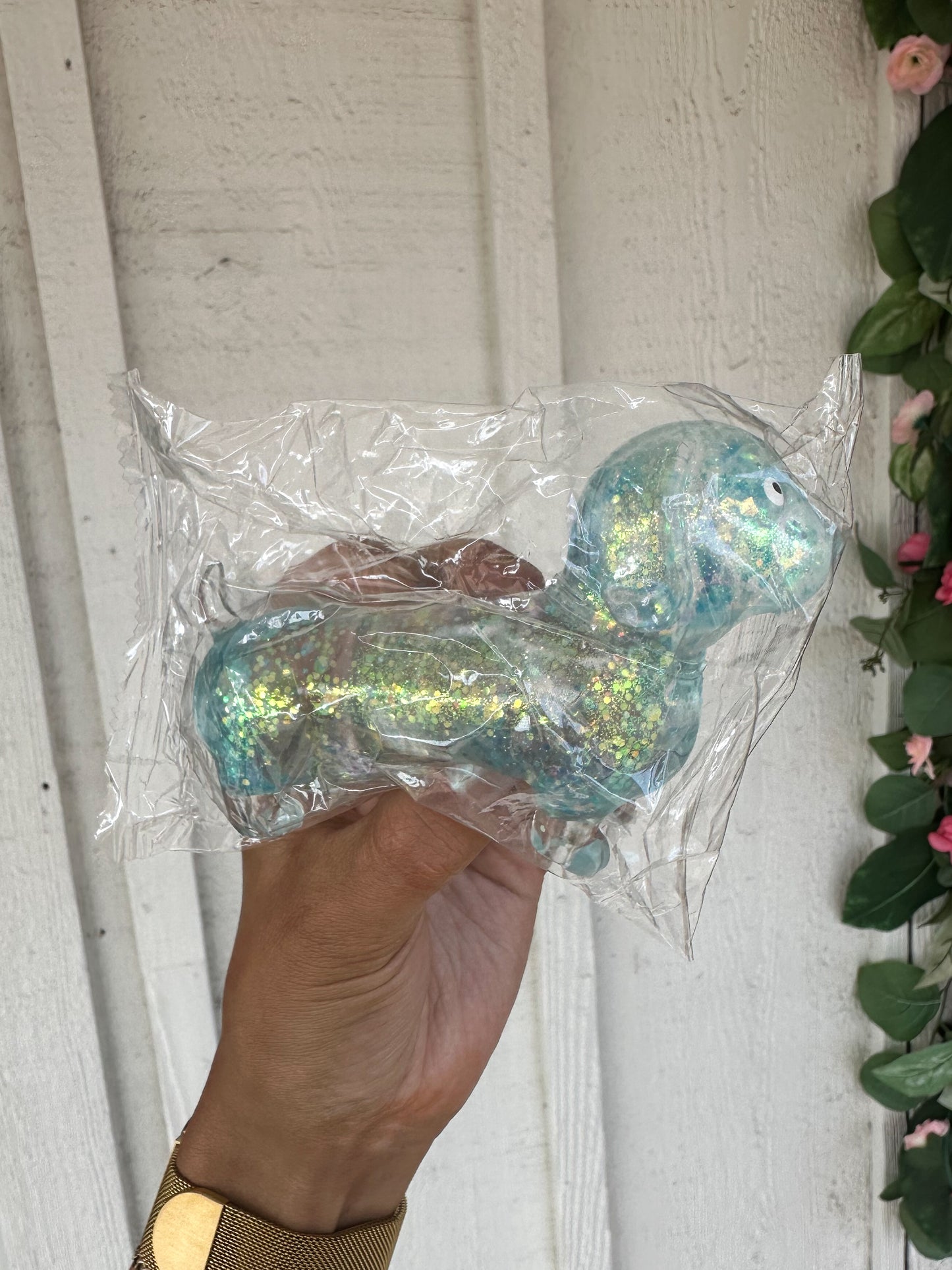 Glitter Weenie Dog Squishy BLUE