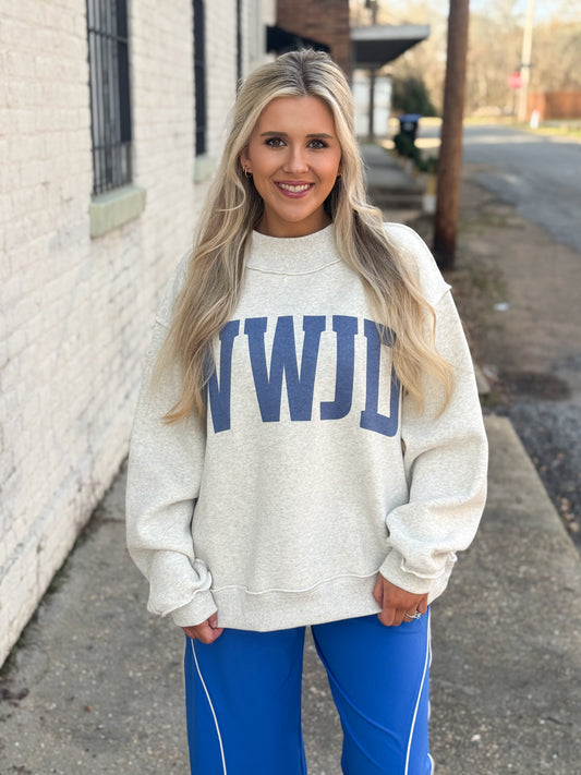 WWJD/AMEN Reversible Mock Neck Sweatshirt GREY