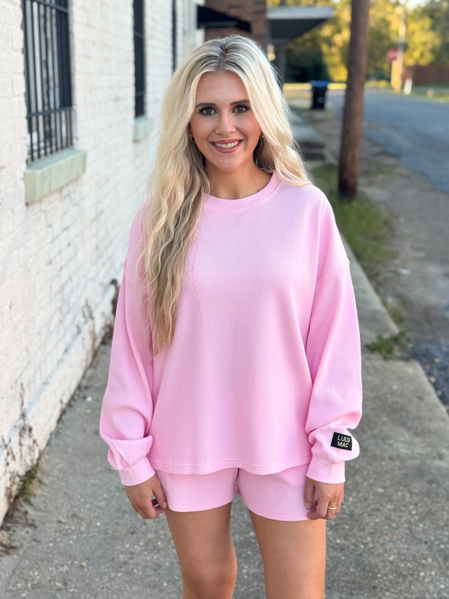 Lulu Mac Waffle Top LIGHT PINK