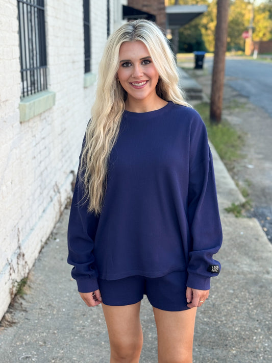 Lulu Mac Waffle Top NAVY