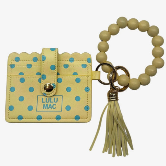 Lulu Mac Polka Dot Beaded Wallet YELLOW/BLUE
