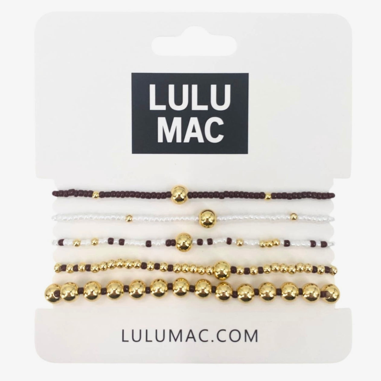 Lulu Mac Bracelet Set MAROON/WHITE