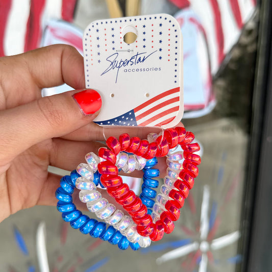 American Heart Coiled Hair Tie Set