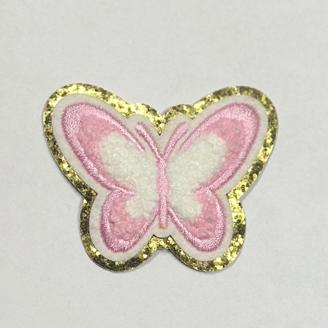 Pink/White Butterfly Iron On Patch