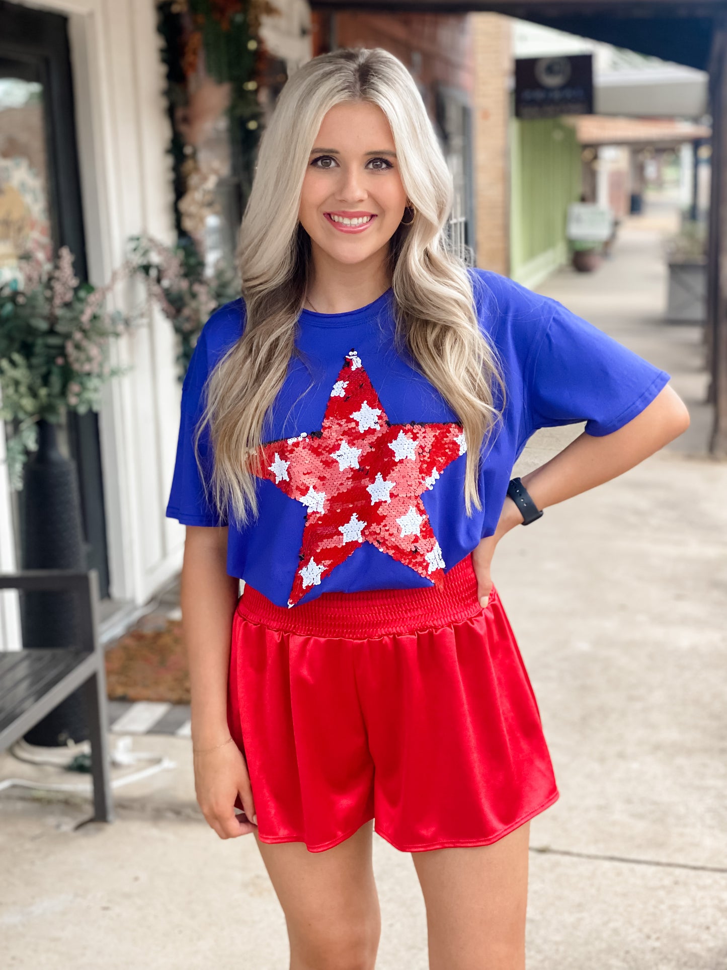 American Babe Smocked Shorts RED