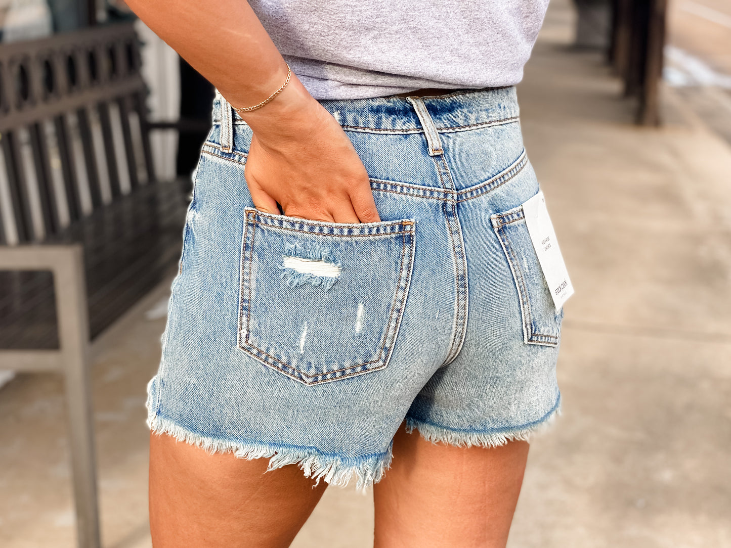 Get A Move On Medium Wash Denim Shorts