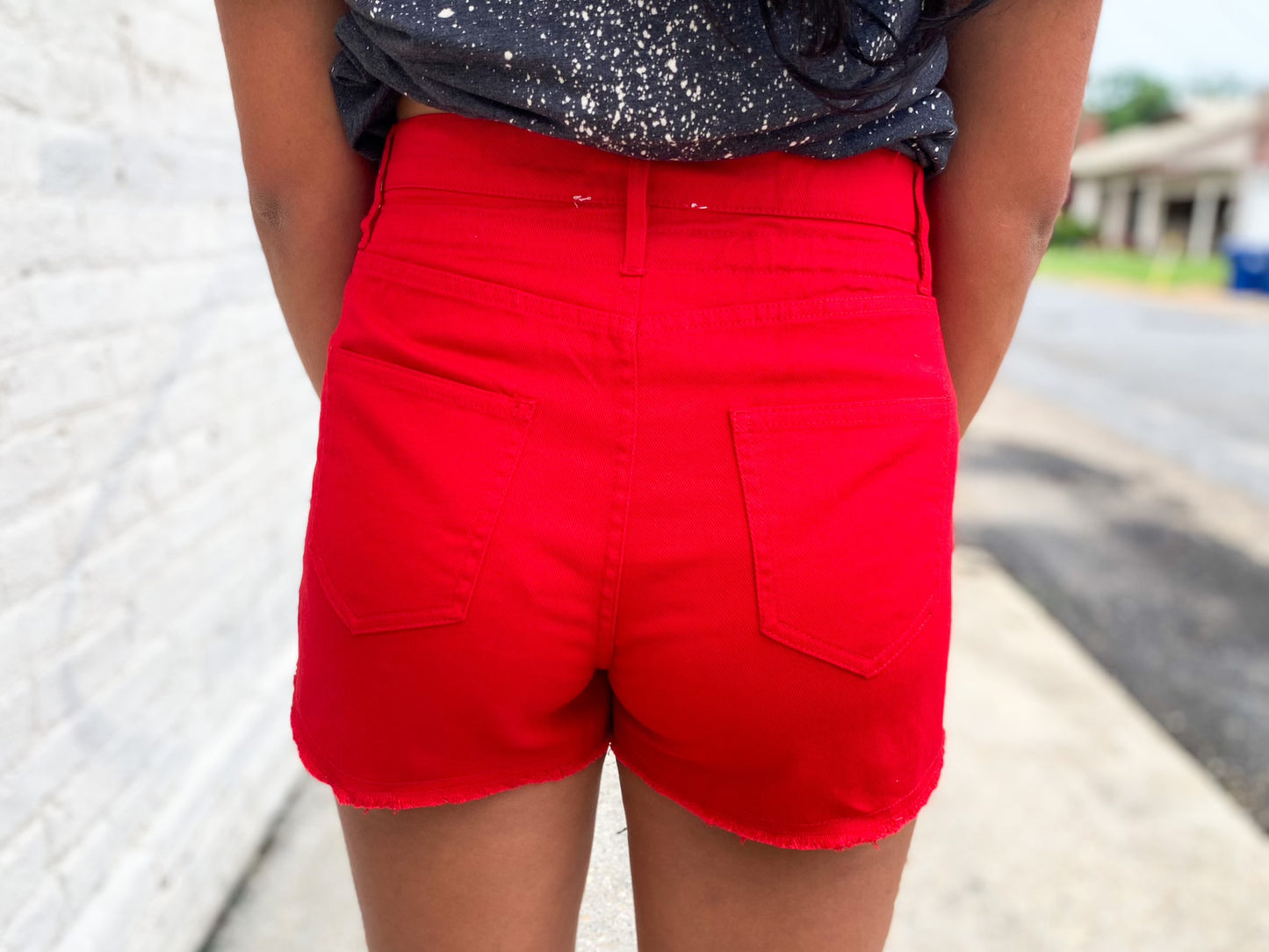 On The Bright Side Shorts RED